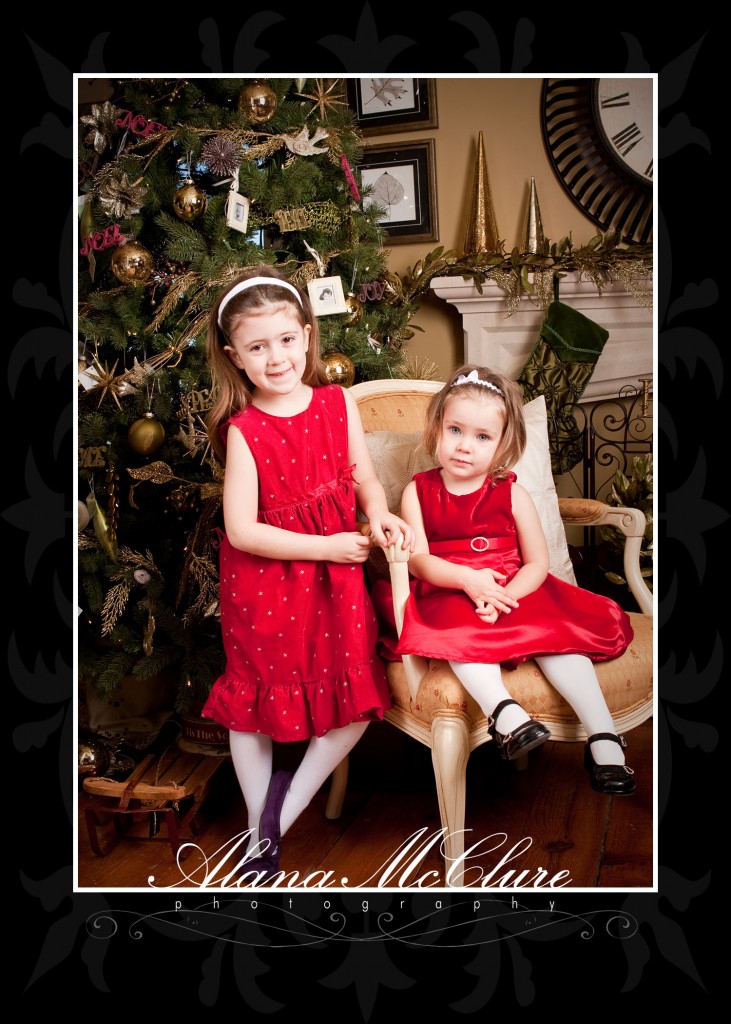 Ajax Christmas Photographer - Sisters in Holiday dresses 